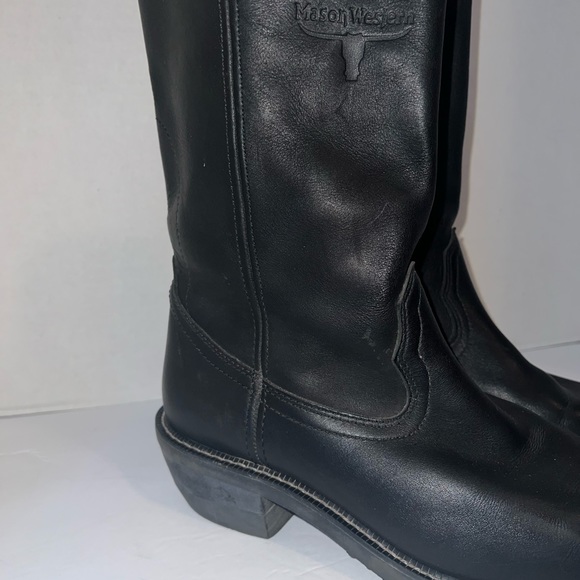 Mason Western Leather Cowboy Boots Size 12B Biker - Picture 13 of 14